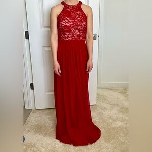 Red Lace Floor length dress